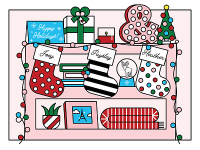 Happy Holidays ampersand christmas festive holiday card holidays illustration snow globe stockings vector vector illustration