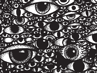 12 Musketeers 2016 black and white calendar creepy eyeballs eyes hand drawn pen and ink pointillism spooky traditional