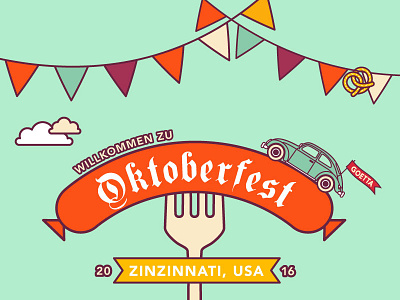 Cincinnati Oktoberfest beetle cincinnati fall german illustration october oktoberfest pretzels volkswagen