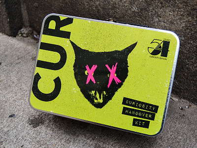 Curiosity Hangover Kit alley cat black black cat cat curiosity dead cat hangover lunch box print punk retro studio 54