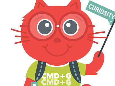 Gayle The Curious Kitty cat command key curiosity curious glasses illustration kitty leader mascot nerd smart vector