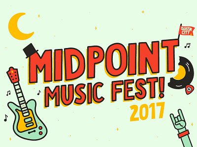 MidPoint Music Fest Snapchat Filter flag guitar guitar pick illustration metal horns music music festival queen city record rock on snapchat filter top hat