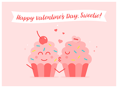 Hey, Sweetie cupcakes cute hearts illustration kiss love sprinkles sweet sweetie valentines day vday vector illustration