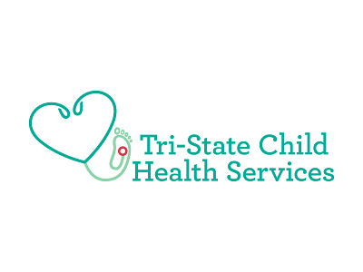 Tri-State Child Health Services Logo Design brand identity branding child care child services children feet health health care heart logo logo redesign rebranding stethoscope