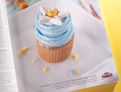 Play-Doh Ad ad concept cupcake graphic design magazine ad photography playdoh yellow