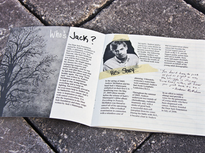 Dear Jack Foundation Brochure black and white brochure dear jack design documentary foundation graphic design journal photography