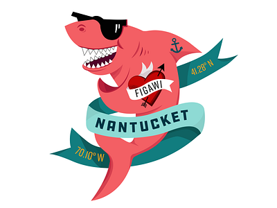 Howie ack design figawi illustration massachusetts nantucket sail sailing shark shark week sharkweek vector