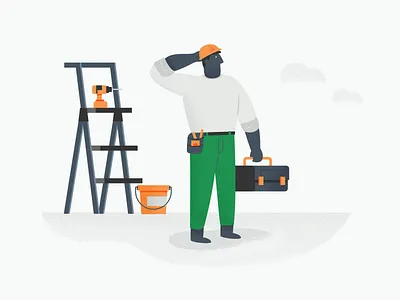 Builder builder contractor flat handyman illustration minimal illustraiton texture vector