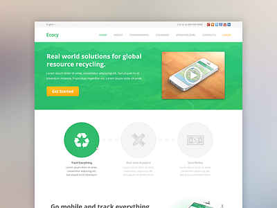 Green Landing Page design green landing page recycle web website