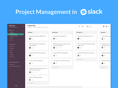 Slack Project Management boards cards design navigation project project management projects slack trello