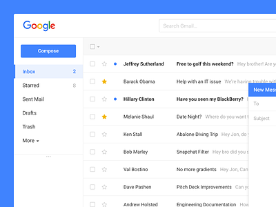 Gmail Redesign blue compose design email gmail google list ui