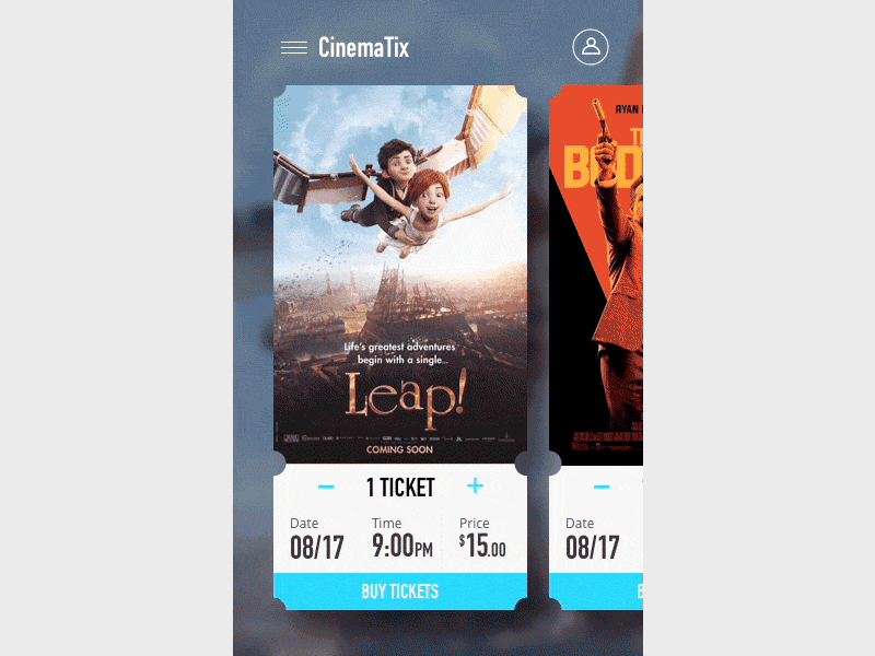 Movie Ticket UI animation app mobile ticket ui