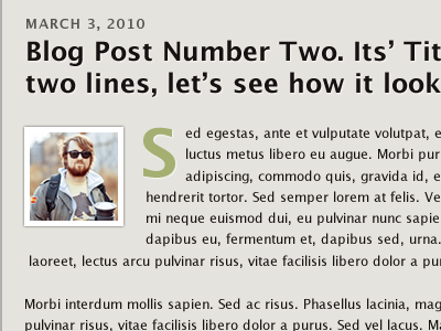 Blog Feed avatar blog feed drop cap
