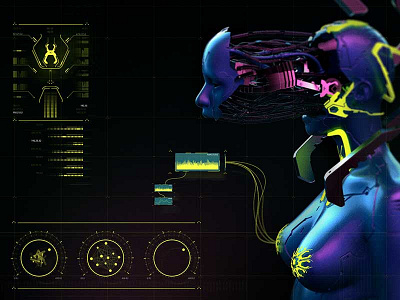FLESH cyberpunk fictinal interface fui hud marvel scifi