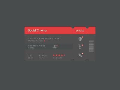 Social Cinema Ticket Ui app cinema flat movie social ticket ui