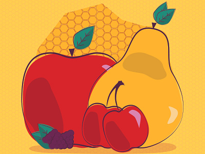 WIP Fruits for mead label design illustration vector