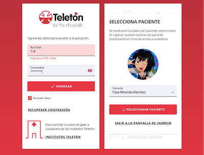 Teletón en tu Celular adobe xd flat design login material ui mobile app product design select ux