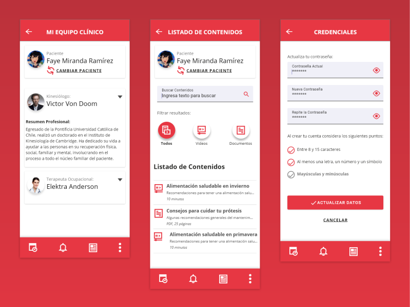 Teletón en tu Celular various screens adobe xd collapse event flat design icon design icons material ui navigation bar password tabs ux