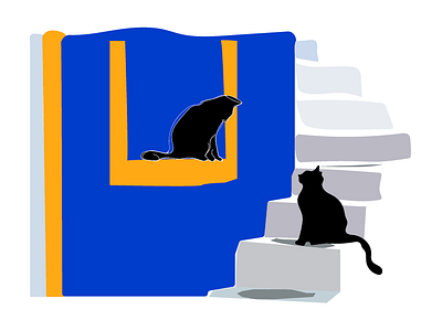 Greek island cats animals illustrated blue cats design greek illustration vector