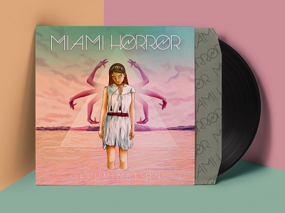 Illumination adobe album art album cover blue colorful cover cover art cover artwork cover design creative girl illustration miami miami beach miami horror photoshop pink yoga