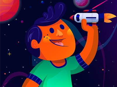 Astro Kid adobe adobeillustrator behance creative design design designer illustration illustrator kid share space spaceman vector vector illustration vectorart