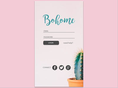 Daily UI #001 001 app cactus challenge dailyui login minimalist mobile pink ui user interface ux