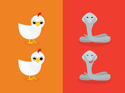 Chicken VS Cobra Illustration adobe illustrator animal cartoon chicken cobra illustration silly vector