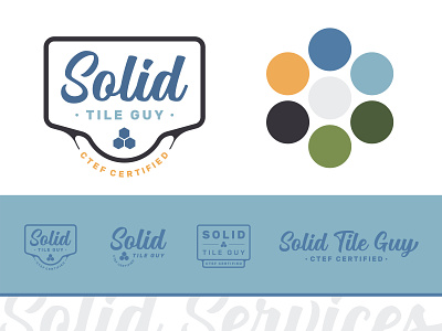 Solid Services Logo - Tiling Service badge logo brand bright clean design flat graphic design icon iconography illustrator lockup logo logotype minimal retro script tiling vintage wordmark