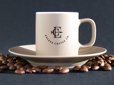 Excess Coffee Co. Logo Design brand branding circle clean coffee coffee bean coffee cup coffee shop design e excess flat graphicdesign icon logo minimal monogram typography vector