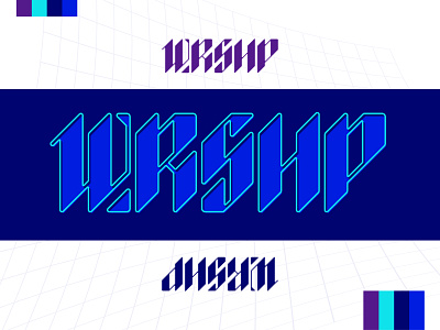 Worshipful 'WRSHP' Custom Lettering Design blackletter brand branding clean cyber cyberpunk design graphic design illustration jesus logo minimal neon tech vector worship wrshp