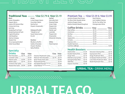 Urbal Tea Menu Design brand branding clean design herbal icon illustration logo menu menu design minimal ui urbal vector