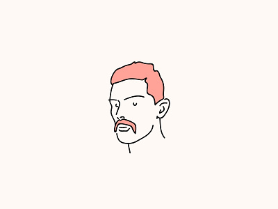 Handlebars 2.0 art branding eyes face graphicdesign headshot icon lineart linedrawing logo minimal minimalistic moustache outline pink red simple warm