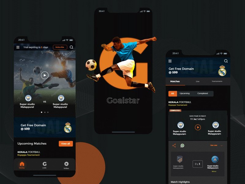 Football Match Streaming App - Goalstar adobe aftereffects animation branding design football app graphic design illustration interaction animation logo mobile app motion animation ui ui design