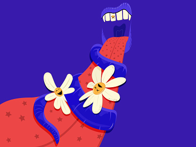 Tongue Tied blue flowers illustration illustrator mouth red tied tongue