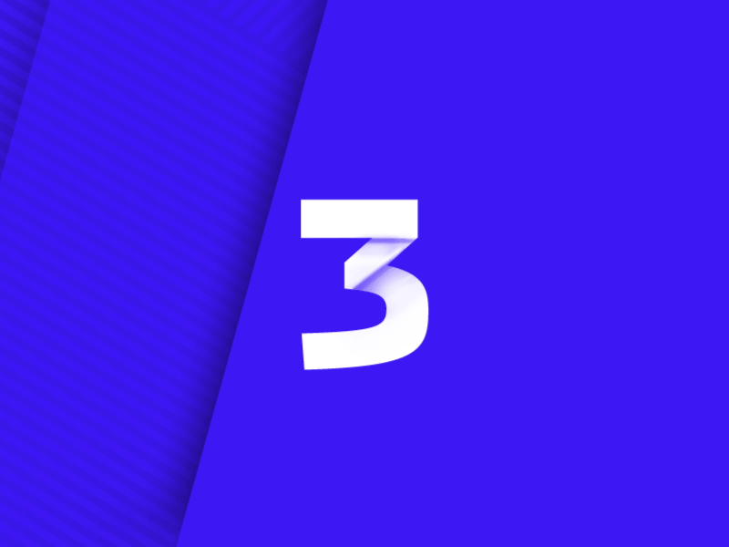 3 3 animation blue countdown numbers typography