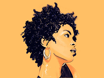 Lauryn Hill Portrait curls curly drake golden hair highlight hip-hop illustration music portrait rnb singer sketch warm colors
