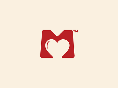 Letter M Brandmark balanced branding brandmark catchy clean fun logo heart heart logo initials initials logo logo designer logo maker logo mark mark memorable minimalist red heart simple