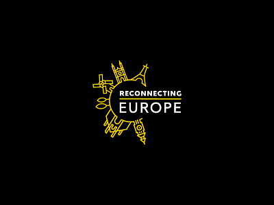 Logo for an NGO eu europe european union line art line craft miniature reconnect