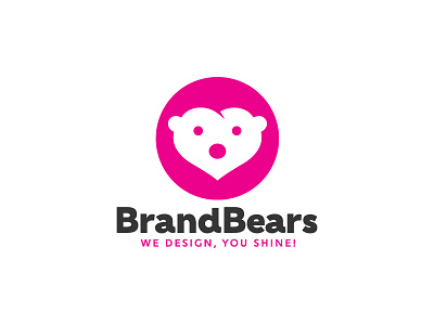 My studio's new identity 2 bear bear logo brand identity circle bear circle logo graphic design logo heart heart bear heart logo pink heart pink logo tagline