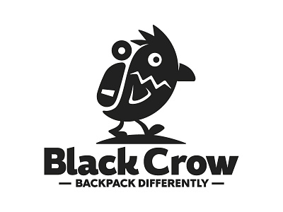 Backpacking tours company #2 animal mascot backpack backpacker black crow crow crow logo crow mascot logo tours travel traveler vagabond