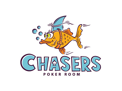 Poker room logo & handmade lettering fish logo fish shark logo goldfish goldfish logo mascot logo poker poker logo shark fin logo shark logo sharkfin logo