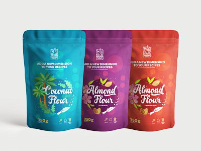 Coconut & almond flour packaging almond coconut colors design inspiration flour flour packaging graphic design groceries healthy label design organic packaging pouch vegan vegetarian