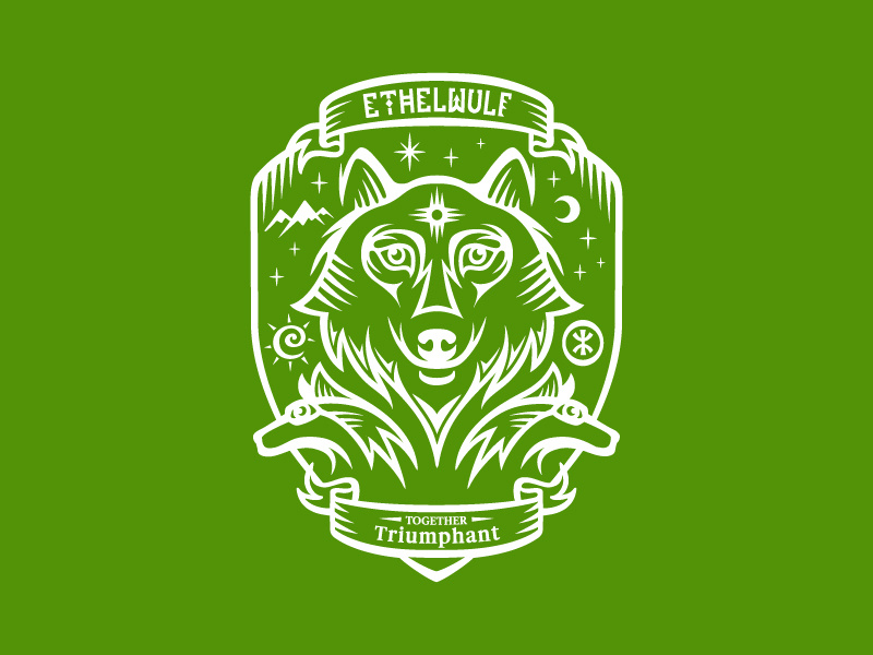 Wolf crest native american shamanic symbols starry sky triumph house crest crest design crest pack of wolves unity shield shaman wold