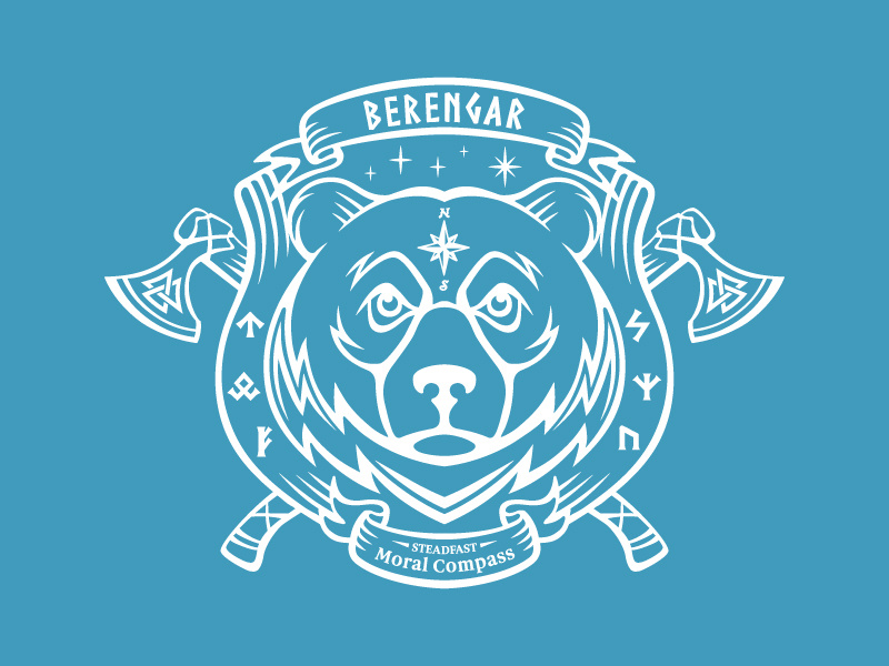 Bear crest axe emblem illustration crest design strength compass battle axe runes viking norse crest shield warrior bear