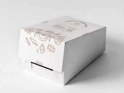 Takeaway packaging for a coffee roastery box design cake box cakery coffee house coffee roastery coffee shop line art line craft line illustration package design packaging takeaway
