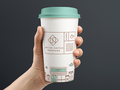 Coffee cup packaging coffee coffee brand coffee company coffee cup coffee cup mockup coffee house coffee packaging coffee roastery coffee shop coffeeshop label design line art line illustration mint green packaging roastery