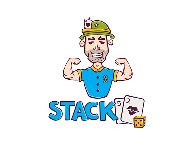 Alternative logo concept for Stack 52 ace of hearts biceps brand identity branding card game card game logo exercise logo fitness logo flexing mascot mascot logo military military logo muscle playing cards sergeant logo smile logo stack 52 stacked visual identity