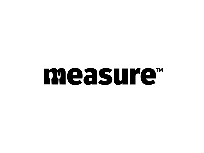 Measure logo concept branding fork kitchen letter m lettering logo measure negative space spoon wordmark