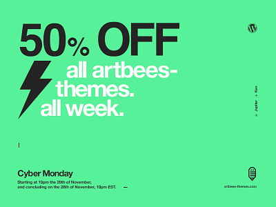 Social ad for Cyber Monday bright cyber monday green modern sale typography