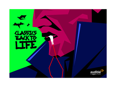Dracula - Classics back to life audio audiobook audiobooks bat classics dracula earphones face flat headphones illustration stories vampire vector